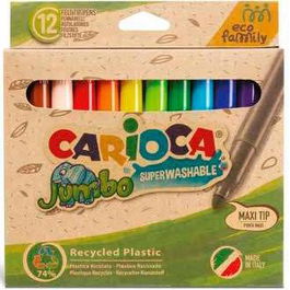 Carioca Rotuladores Jumbo Eco Family Punta Maxi 6 mm Plástico Reciclado Estuche 12 Ud