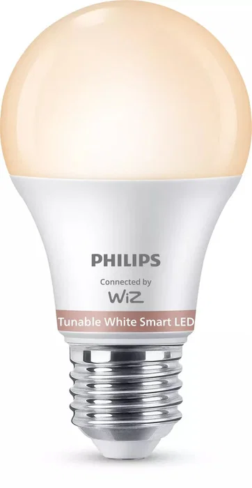 Philips Bombilla LED Inteligente Wi-Fi/Bluetooth A60 E27 8W (Equivalente 60W) - Blanco Mate, Regulable 2700-6500K, Clase F, PHI WFB 60W A60 E27 827-65 TW 2PF/6