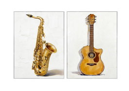 DKD Home Decor Cuadro Lienzo Pino Música 60x2,8x80 Surtido de 2 (Pack de 4)