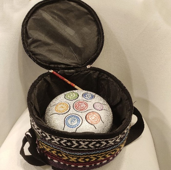 DKD Home Decor Set de 3 Tambores Melódicos de Acero Chakras