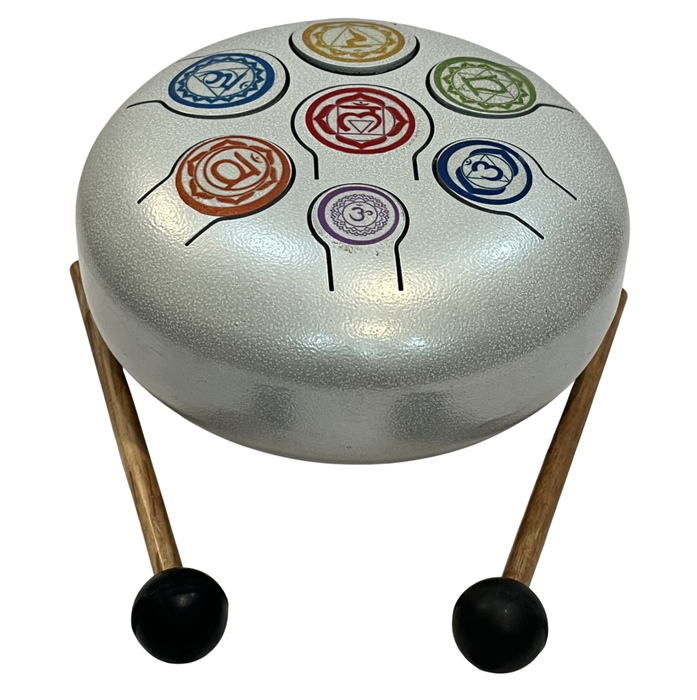 DKD Home Decor Set de 3 Tambores Melódicos de Acero Chakras