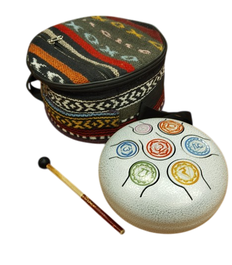 DKD Home Decor Set de 3 Tambores Melódicos de Acero Chakras