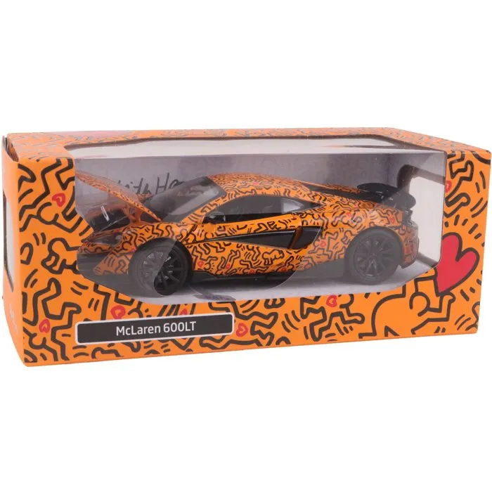 Turbo Challenge 029090 McLaren 600LT Keith Haring - Coche de juguete con sonidos y luces, escala 1:32, para mayores de 4 años