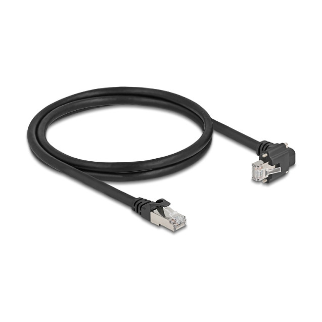 DeLOCK 80921 Cable de red Cat6 S/FTP con conector RJ45 angular de 90° de 1 m