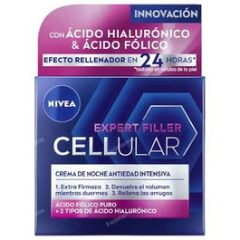 Nivea Cellular Filler Crema de Noche Antiedad Antiarrugas con Ácido Hialurónico y Fólico 50 ml