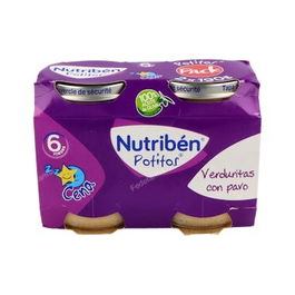 Nutriben Pack Potito Cena Verduritas Pavo 2 X190Gr