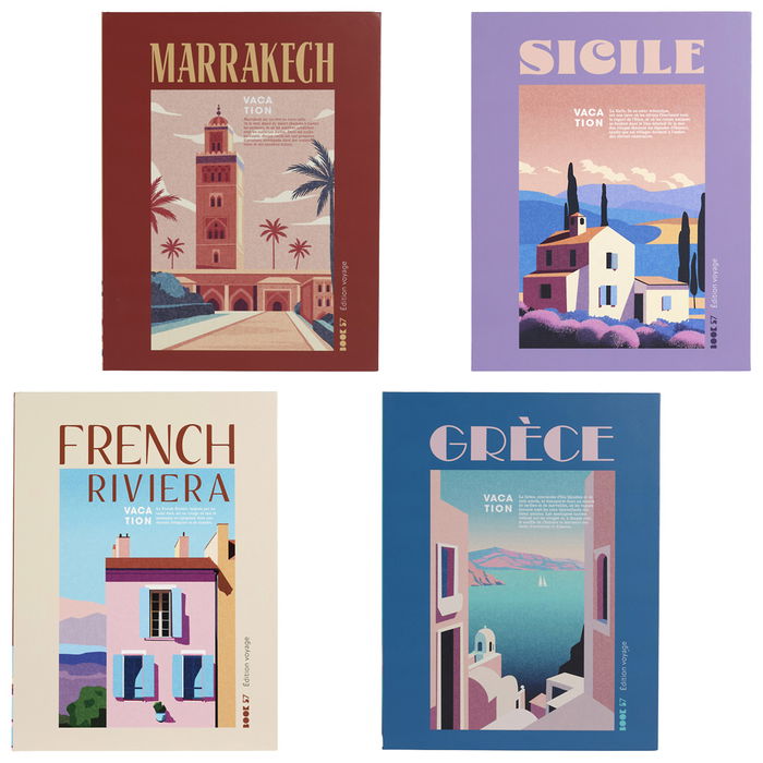 Home Deco Factory Libro-Caja Deco Viajes Sicile, Marrakech, French Riviera, Grècce Decoración y Almacenamiento 25x4,5xh.33 cm