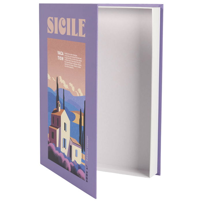 Home Deco Factory Libro-Caja Deco Viajes Sicile, Marrakech, French Riviera, Grècce Decoración y Almacenamiento 25x4,5xh.33 cm