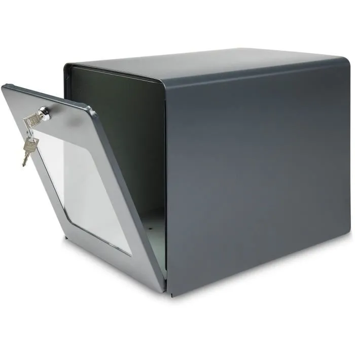 Burg Wachter Buzón de Acero Galvanizado con Puerta Trasera de Cristal, Gris Antracita