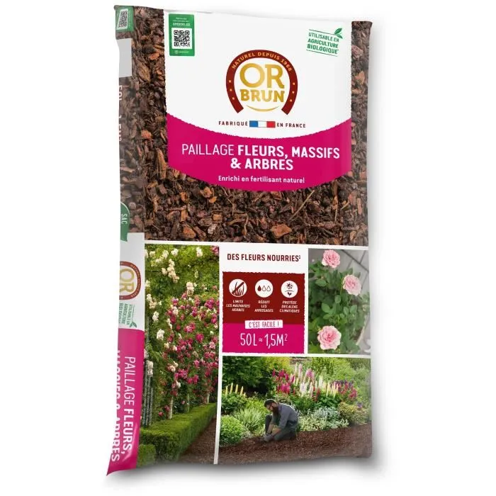 Or Brun OBRPFPF50N Acolchado Vegetal Protector para Árboles y Macizos de Jardín, Mulch Natural 50 L Or Brun OBRPFPF50N Acolchado Vegetal Protector para Árboles y Macizos de Jardín, Mulch Natural 50 L