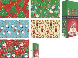BASIKA Caja de 30 rollos de papel de regalo navideño 0,7x10 m de 57-60 g