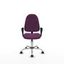 Silla de oficina Algarra con mecanismo Contacto permanente básico tapizada con Similpiel color Morado. Equipada con Base cromada, Brazos fijos y Ruedas de parqué