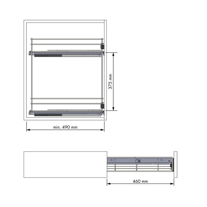 MENAGE CONFORT Módulo Botellero Extraíble Classic 2 Alturas 150 mm con Cierre Suave, para Botellas, Acero Cromado, Carga 25 kg - 1008.2145