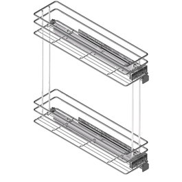 MENAGE CONFORT Módulo Botellero Extraíble Classic 2 Alturas 150 mm con Cierre Suave, para Botellas, Acero Cromado, Carga 25 kg - 1008.2145