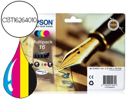 Epson 16 multipack T163B - Cartuchos de tinta originales para Epson Workforce WF-2010W, WF-2510WF, WF-2520NF, WF-2530WF, WF-2540WF - Negro, Amarillo, Cian, Magenta
