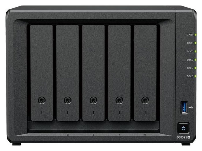 Synology DiskStation DS1525+ Servidor NAS de 5 bahías, Ryzen Embedded V1500B, 8 GB DDR4