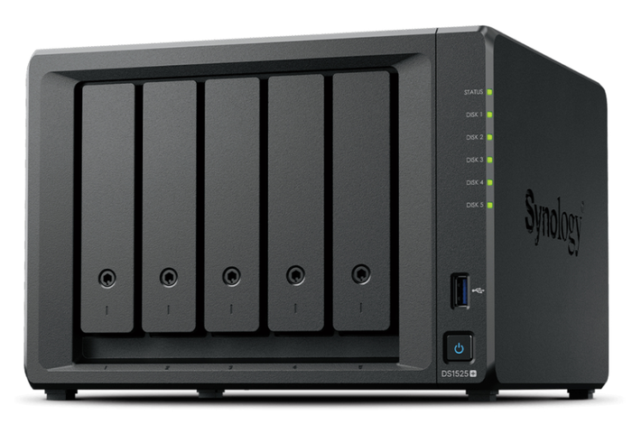 Synology DiskStation DS1525+ Servidor NAS de 5 bahías, Ryzen Embedded V1500B, 8 GB DDR4