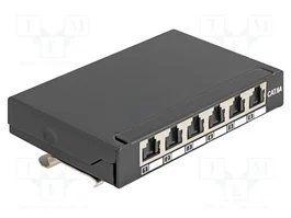 DeLOCK Mini Patch Panel de Escritorio 6 Puertos RJ-45 Cat6a Blindado Negro
