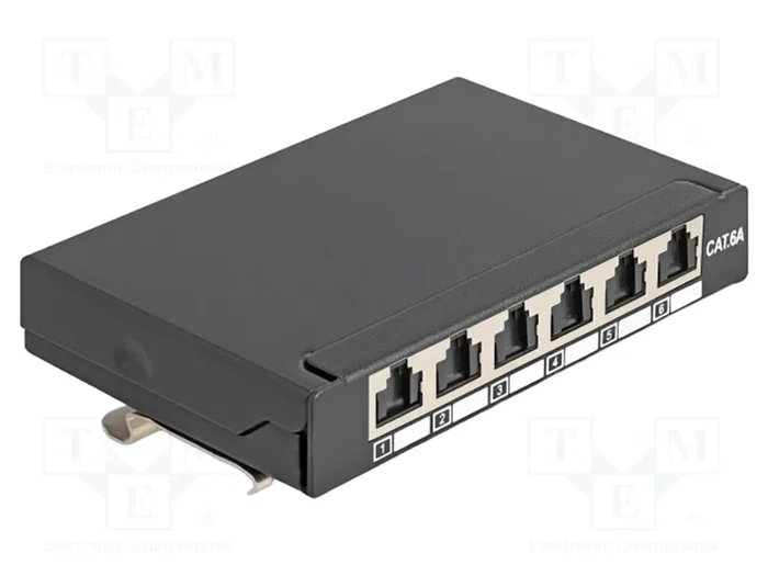DeLOCK Mini Patch Panel de Escritorio 6 Puertos RJ-45 Cat6a Blindado Negro DeLOCK Mini Patch Panel de Escritorio 6 Puertos RJ-45 Cat6a Blindado Negro