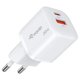 EQUIP Cargador 20W GaN con 2 Puertos USB-C PD3.0 y USB-A Blanco