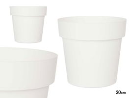 Ibergarden Maceta Plástico Blanca 20 cm Diámetro, 19 cm Alto, 3.4 L Capacidad (Set de 12)