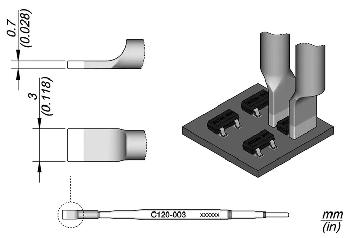 JBC TOOLS Punta tipo espátula de 3mm JBC TOOLS Punta tipo espátula de 3mm