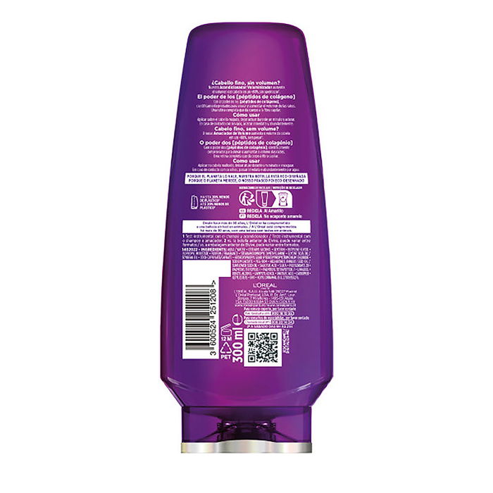 L'Oréal Paris ELVIVE COLLAGEN LIFTER Acondicionador para Cabello con Volumen, Pétidos de Colágeno, 300 ml