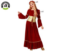 Disfraz Reina Medieval Rojo Vestido con Diadema Mujer Adulto