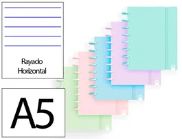 Carchivo Cuaderno Ingeniox Foam A5 80 Hojas Rayado Horizontal Colores Pastel Surtidos Tapa Foam Din A5 217x194x30 mm