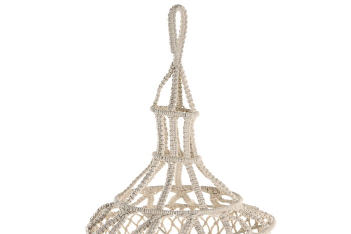 DKD Home Decor Pantalla de Macrame Crudo Algodon 30 x 80 x 30 cm