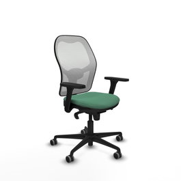 PIQUERAS Y CRESPO Silla de oficina Jorquera con mecanismo sincro, verde esmeralda y blanco