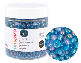 Innspiro Rocalla de Vidrio Redonda Aurora Boreale Azul Infantil 3,8mm, 120g