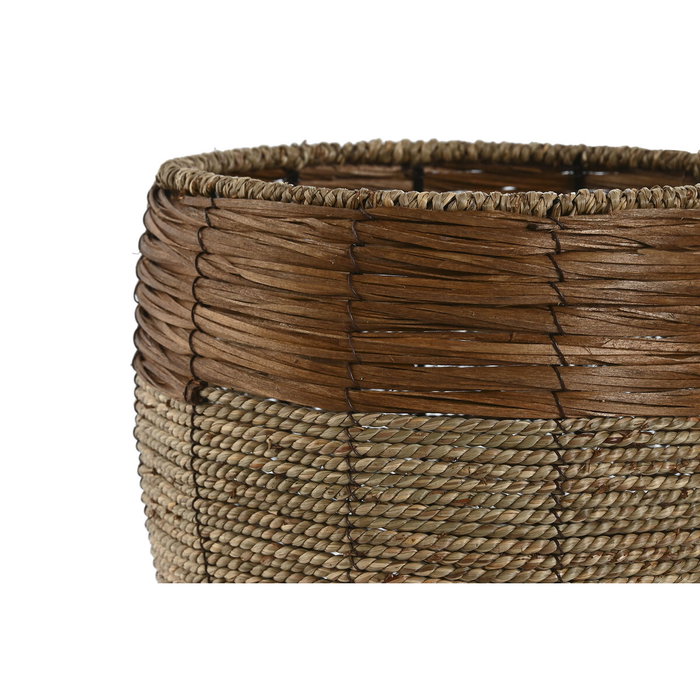 DKD Home Decor Set de 3 Maceteros de Fibra y Metal Natural DKD Home Decor Set de 3 Maceteros de Fibra y Metal Natural