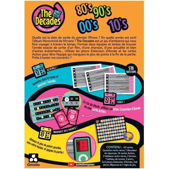 Dujardin Juego de Cartas Las Décadas - Juego atmosférico de viaje en el tiempo sobre aciertos de películas, música y deportes Dujardin Juego de Cartas Las Décadas - Juego atmosférico de viaje en el tiempo sobre aciertos de películas, música y deportes