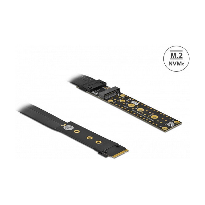 DeLOCK Extensión M.2 Key M a NVMe con Cable de 20 cm, Tarjeta Riser PCIe para SSD, Color Negro, Incluye Cable SATA DeLOCK Extensión M.2 Key M a NVMe con Cable de 20 cm, Tarjeta Riser PCIe para SSD, Color Negro, Incluye Cable SATA