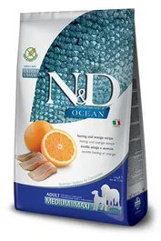 Farmina N&D Dog Ocean Medium Maxi Arenque 12 kg Alimento completo para perros adultos, con pescado. Sin cereales.