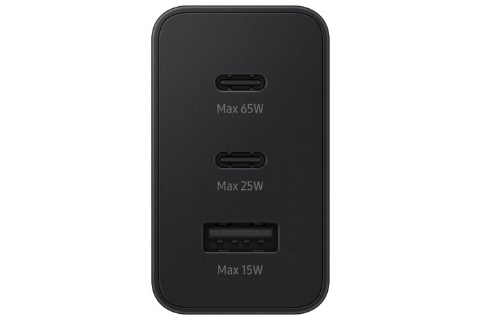 Samsung Cargador Trio EP-T6530NBEGEU 65W Negro con 2x USB-C y 1x USB-A