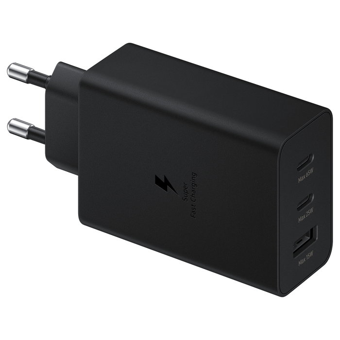 Samsung Cargador de Pared EP-T6530NBE 65W, 2 Puertos USB-C y 1 Puerto USB para Carga Rápida Samsung Cargador de Pared EP-T6530NBE 65W, 2 Puertos USB-C y 1 Puerto USB para Carga Rápida