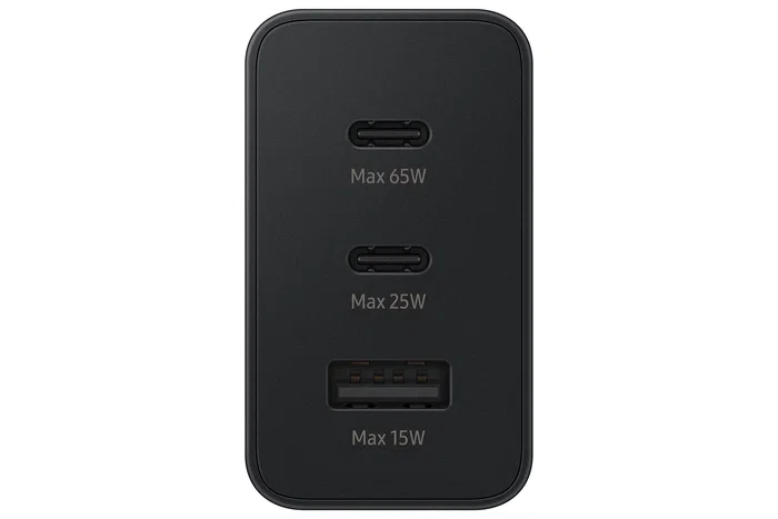 Samsung EP-T6530 Cargador de Pared 65W Negro, con 2 Puertos USB-C y 1 Puerto USB, para Portátil, Smartphone, Tableta y más