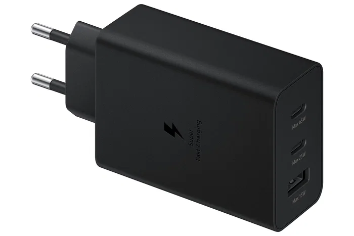 Samsung EP-T6530 Cargador de Pared 65W Negro, con 2 Puertos USB-C y 1 Puerto USB, para Portátil, Smartphone, Tableta y más