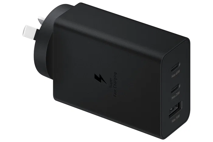 Samsung EP-T6530 Cargador de Pared 65W Negro, con 2 Puertos USB-C y 1 Puerto USB, para Portátil, Smartphone, Tableta y más