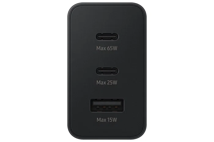 Samsung EP-T6530 Cargador de Pared 65W Negro, con 2 Puertos USB-C y 1 Puerto USB, para Portátil, Smartphone, Tableta y más