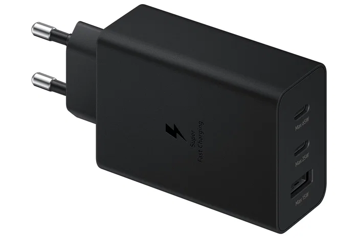 Samsung EP-T6530 Cargador de Pared 65W Negro, con 2 Puertos USB-C y 1 Puerto USB, para Portátil, Smartphone, Tableta y más