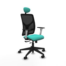 PIQUERAS Y CRESPO Silla de oficina Motilla con mecanismo Sincro/Traslack Turquesa y Negro