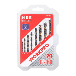 Workpro Juego de 8 Brocas para Metal HSS4241 Laminadas de 3,00 a 10,00 mm