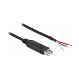 DeLOCK Cable adaptador USB 2.0 tipo A a serie RS-232 con 3 extremos de cable abiertos, 1 m