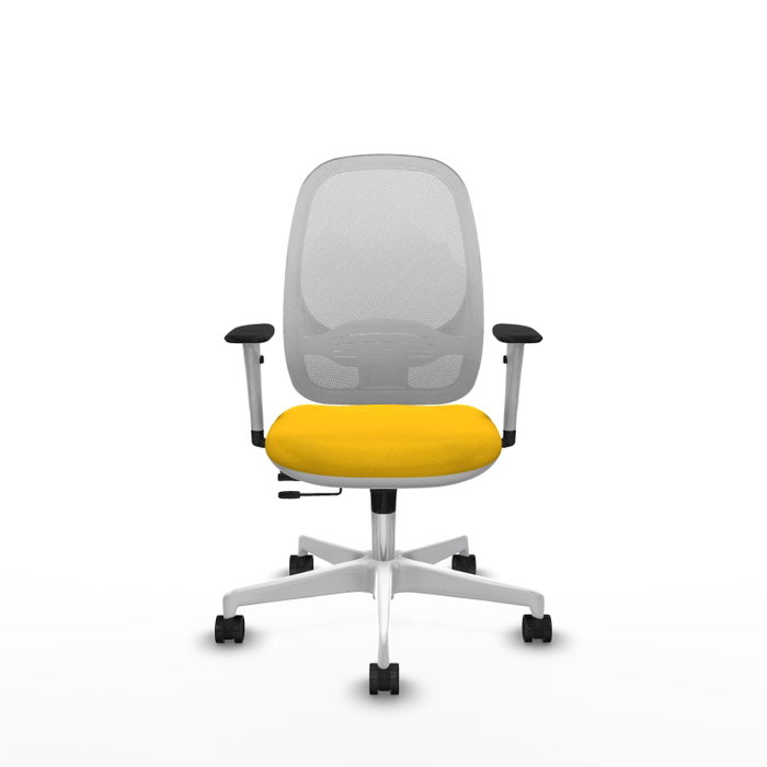 PIQUERAS Y CRESPO Silla de oficina Cilanco con mecanismo Sincro/Traslack Amarillo y Blanco