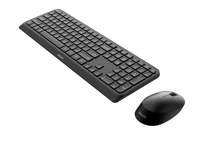 Philips SPT6307B/16 Kit Teclado y Ratón Inalámbrico 2.4 GHz QWERTY Inglés Negro de 110 Teclas con Ratón Óptico 1600 DPI Multimedia Universal para PC Mac Linux