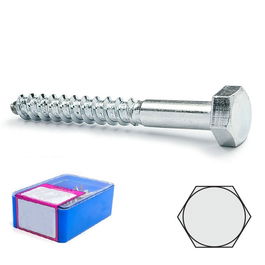 INDEX Tirafondo Cabeza Hexagonal Din-571 Cincado Largo 50Nm Diámetro 6Mm