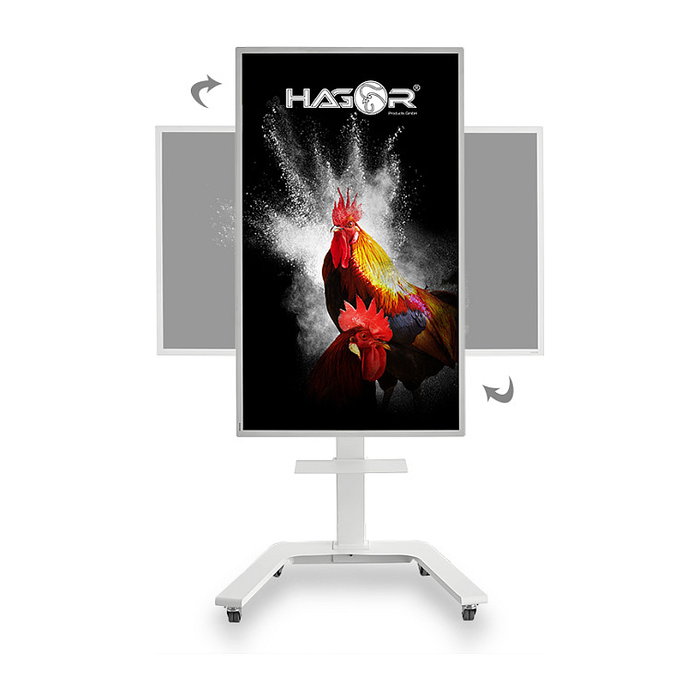 HAGOR ST SA Flip II Soporte Mural para Pizarra Digital Samsung FLIP, Inclinación -5 a 0°, Rotación 90°, Blanco, 45 kg, Hasta 65" (400 x 400 mm)